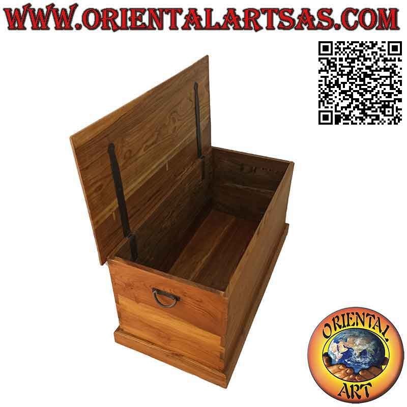 Commode linéaire rectangulaire classique en bois de teck (couleur naturelle)