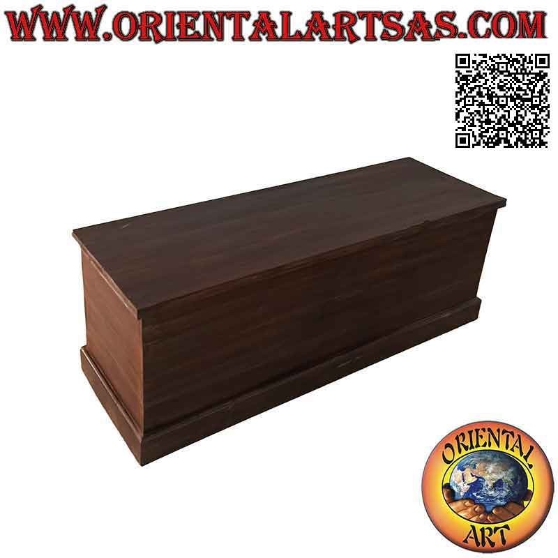 Commode linéaire rectangulaire longue classique en bois de teck (couleur noyer foncé)