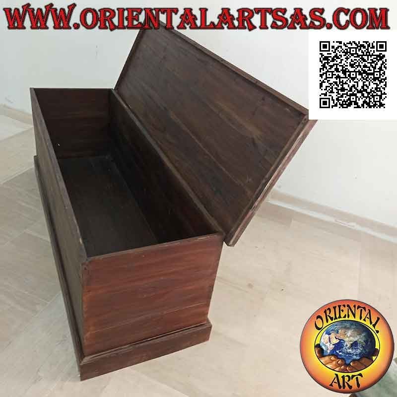 Cómoda lineal rectangular clásica larga en madera de teca (color nogal oscuro)