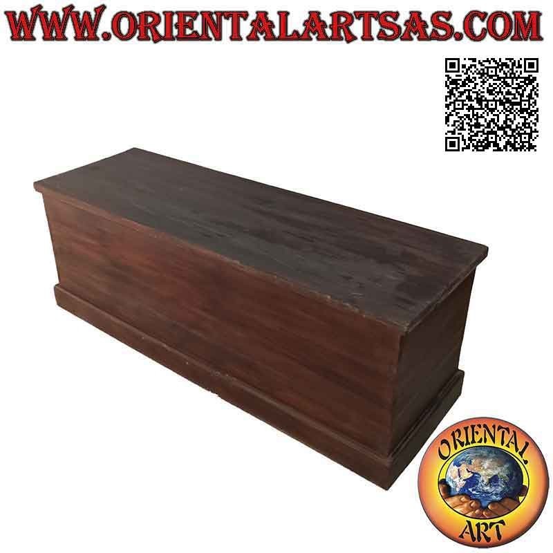 Cassapanca lineare rettangolare classica lunga in legno di teak (colore noce scuro)