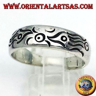 Ring in Silber geschnitzt Ende, Maori Fisch