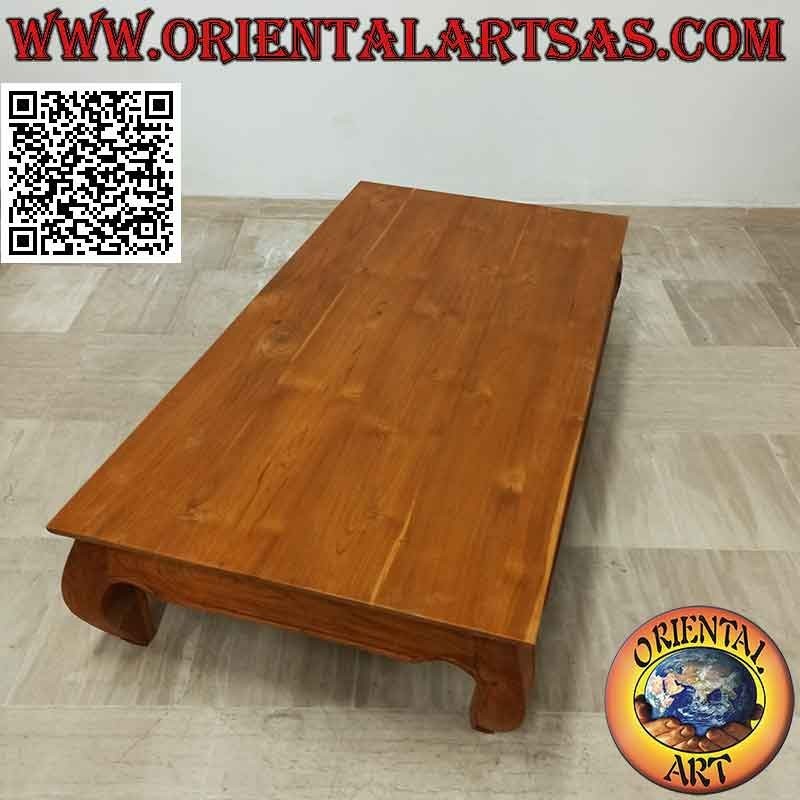 Mesa baja para salón en estilo opio (opio) en madera de teca (150 * 80, h35)