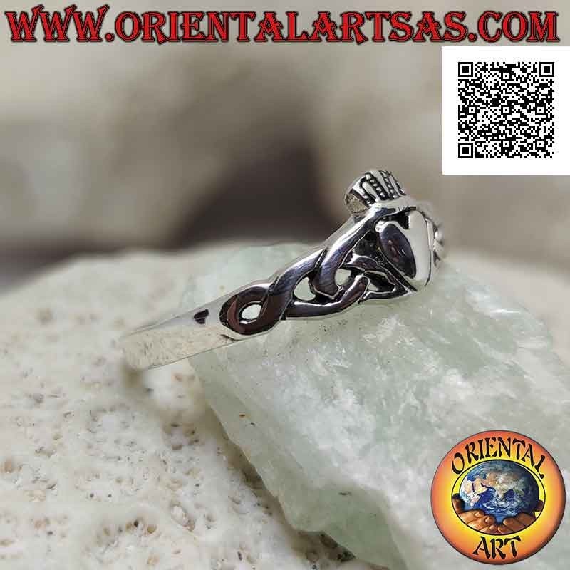 Irish Claddagh silver ring (Love loyalty and friendship) and Celtic knot (small)