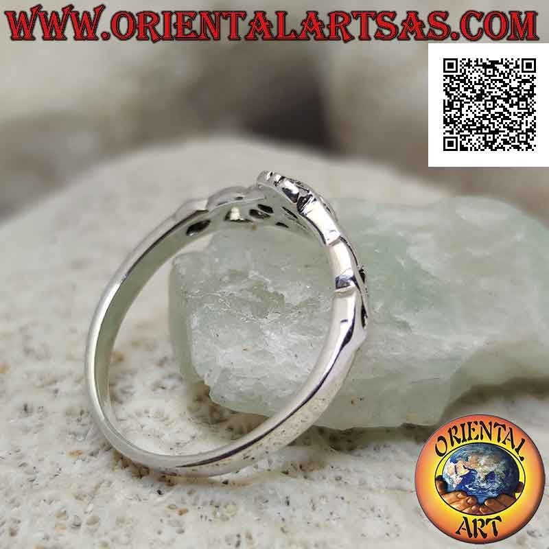 Bague en argent irlandais Claddagh (Love loyauté et amitié) et noeud celtique (petit)