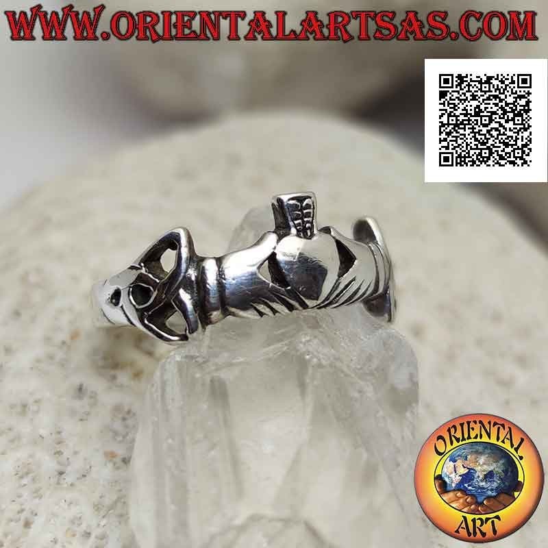 Irish Claddagh silver ring (Love Loyalty and Friendship) with tyrone knots on the sides