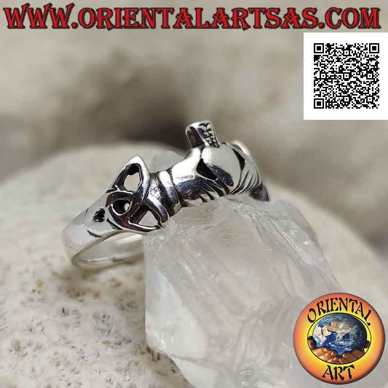 Irish Claddagh silver ring (Love Loyalty and Friendship) with tyrone knots on the sides