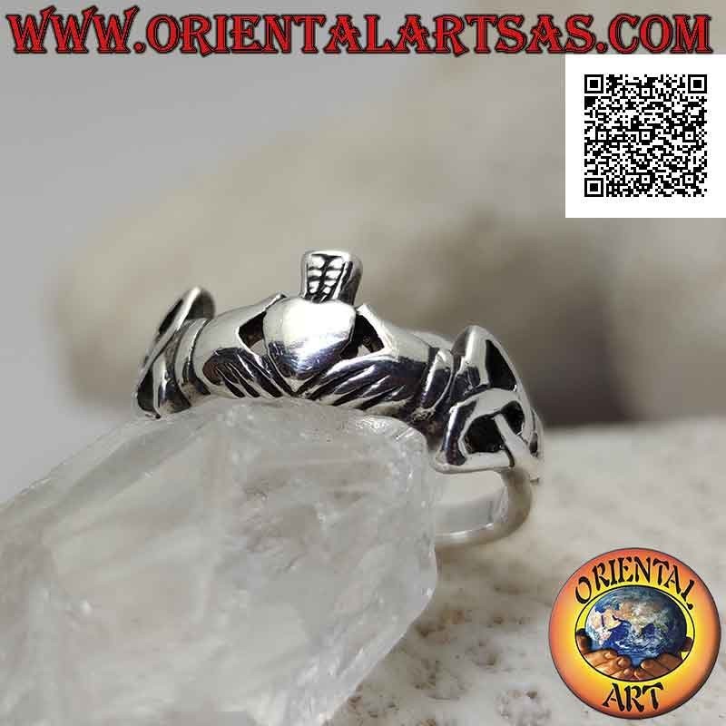 Irish Claddagh silver ring (Love Loyalty and Friendship) with tyrone knots on the sides