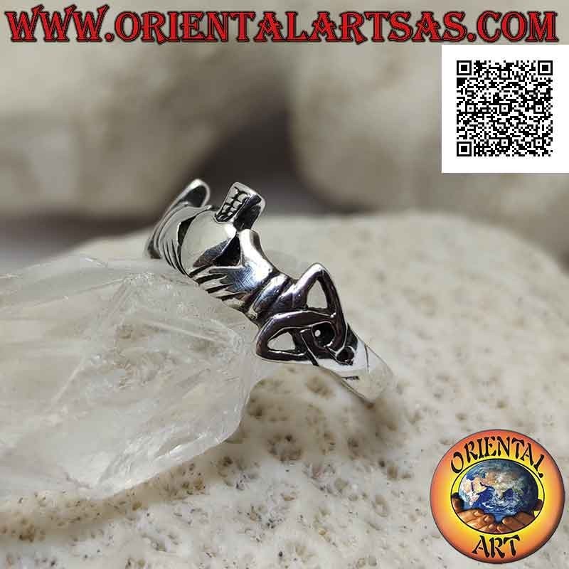 Anillo de plata de Irish Claddagh (Love Loyalty and Friendship) con nudos de tyrone en los lados