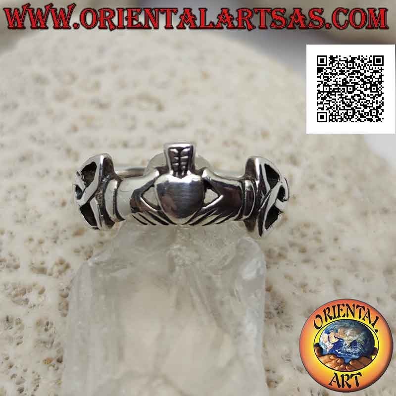 Irish Claddagh silver ring (Love Loyalty and Friendship) with tyrone knots on the sides