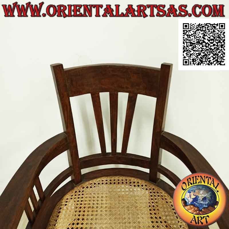 Traditional Indonesian high-backed armchair in teak wood and Vienna straw seat (triple strap)
