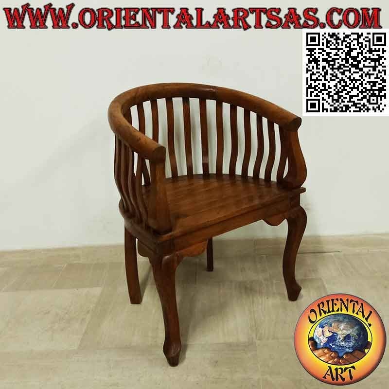 Moderner "runder" Sessel mit Sitz in Teakholzlatten