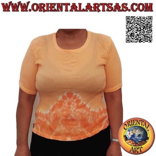 Camiseta de tamaño libre en rayón fresco con estampado étnico descolorido en la parte inferior