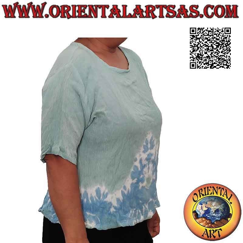 T-shirt taille libre en rayonne fraîche avec motif ethnique délavé sur le bas