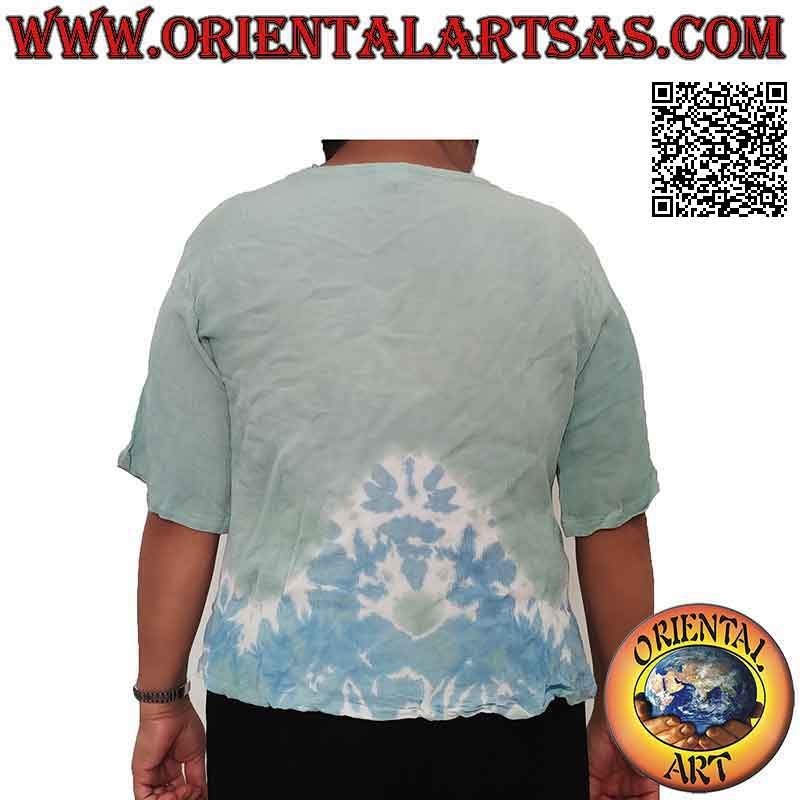 Free Size T-Shirt aus coolem Rayon mit verblasstem ethnischem Muster auf der Unterseite