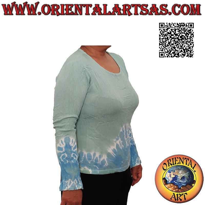 Free Size T-Shirt aus coolem Rayon mit verblasstem ethnischem Muster auf der Unterseite (lange Ärmel)