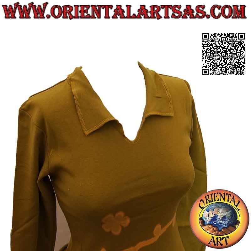 Freier Pullover mit hohem Kragen, langen Ärmeln und Muster (Militärgrün)