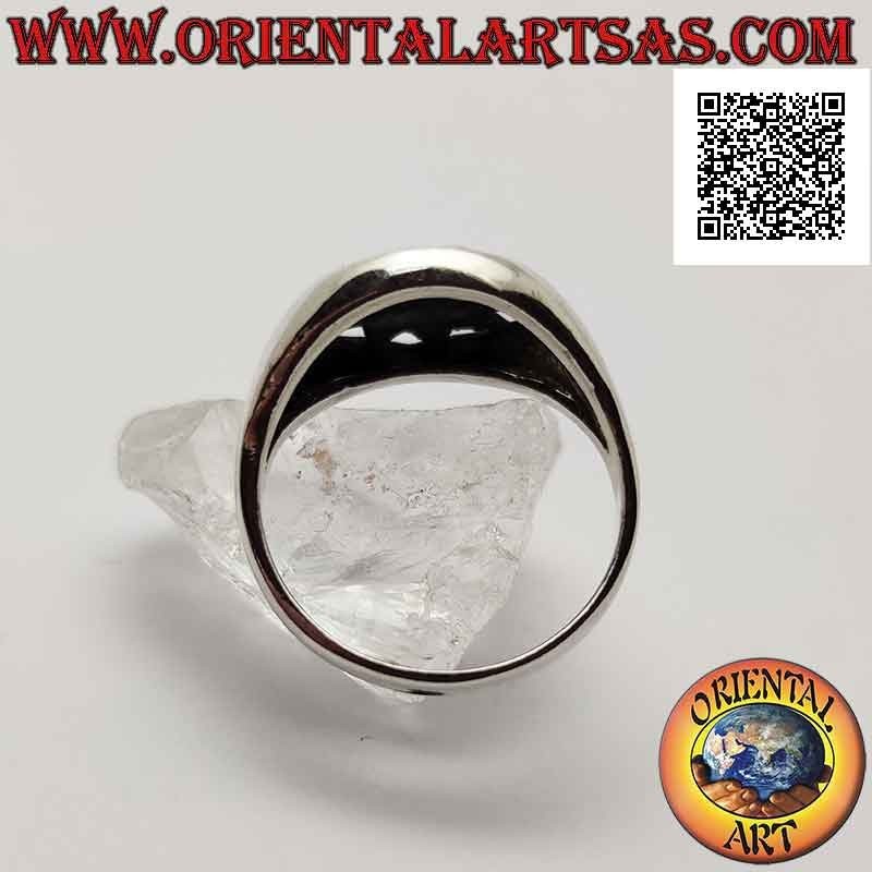 Bague en argent, en forme de soleil avec visage souriant gravé dans le cercle perforé