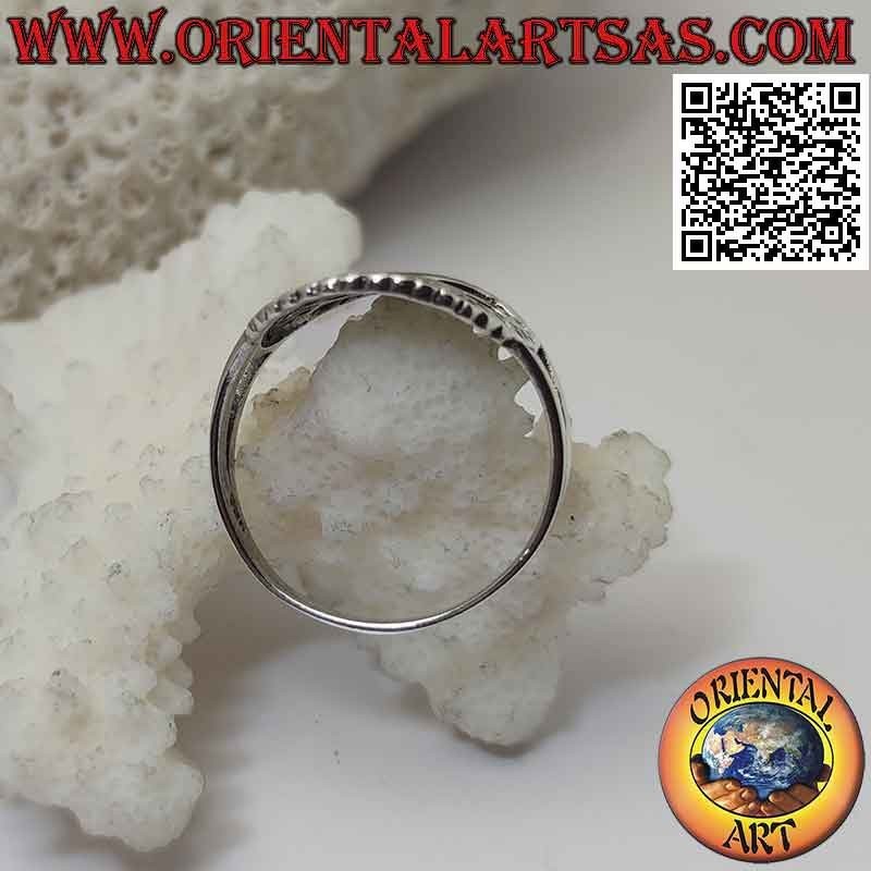 Bague en argent avec arbre de vie Yggdrasil ajouré courbé