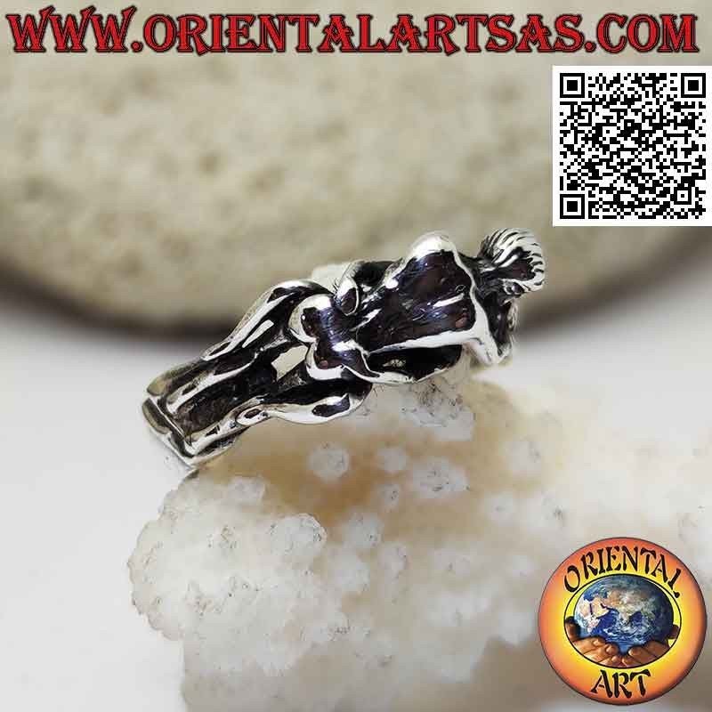 Erotic Kamasutra silver ring, the front missionary position