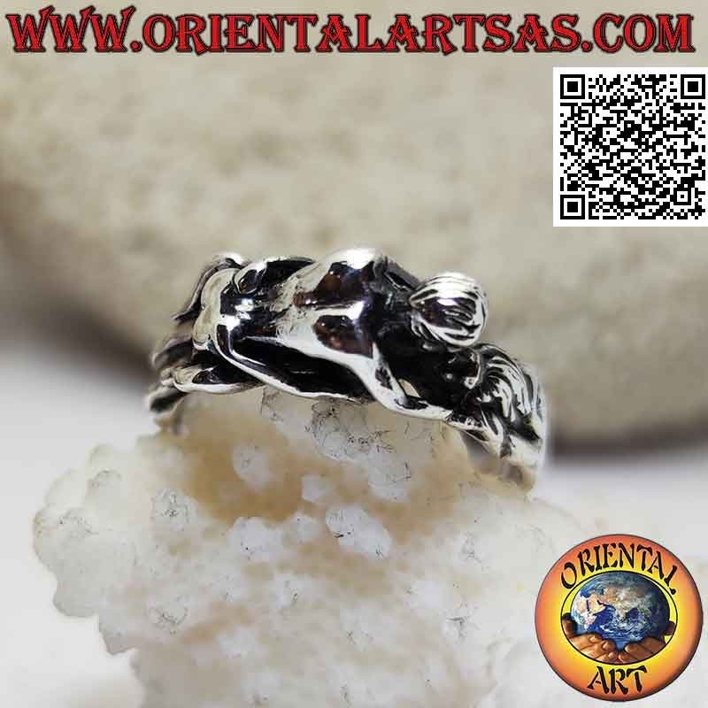 Erotic Kamasutra silver ring, the front missionary position