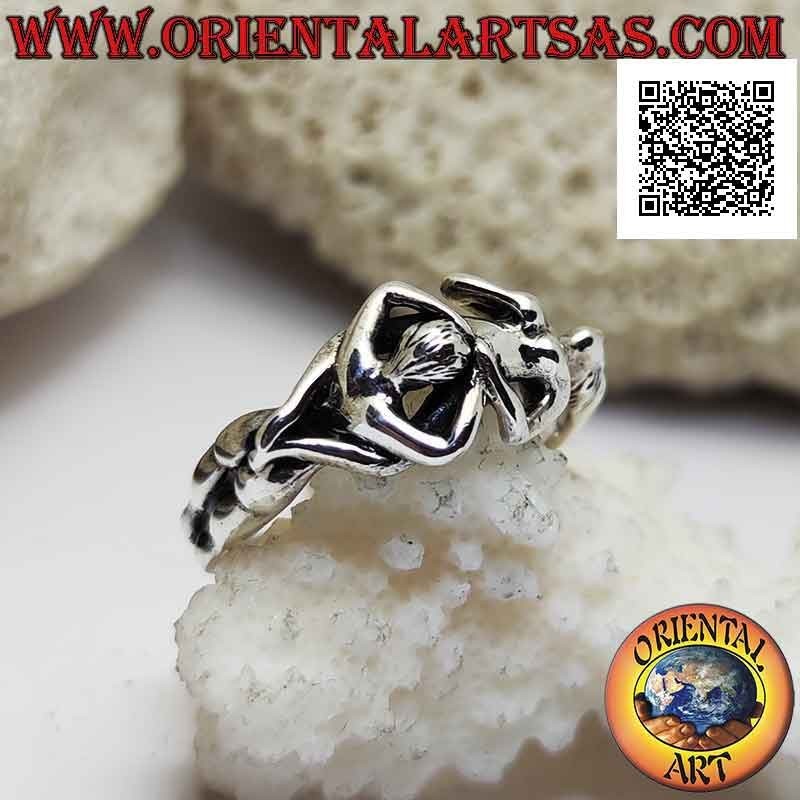 Anello in argento del Kamasutra erotico, la posizione del cunnilingio o cunnilingus