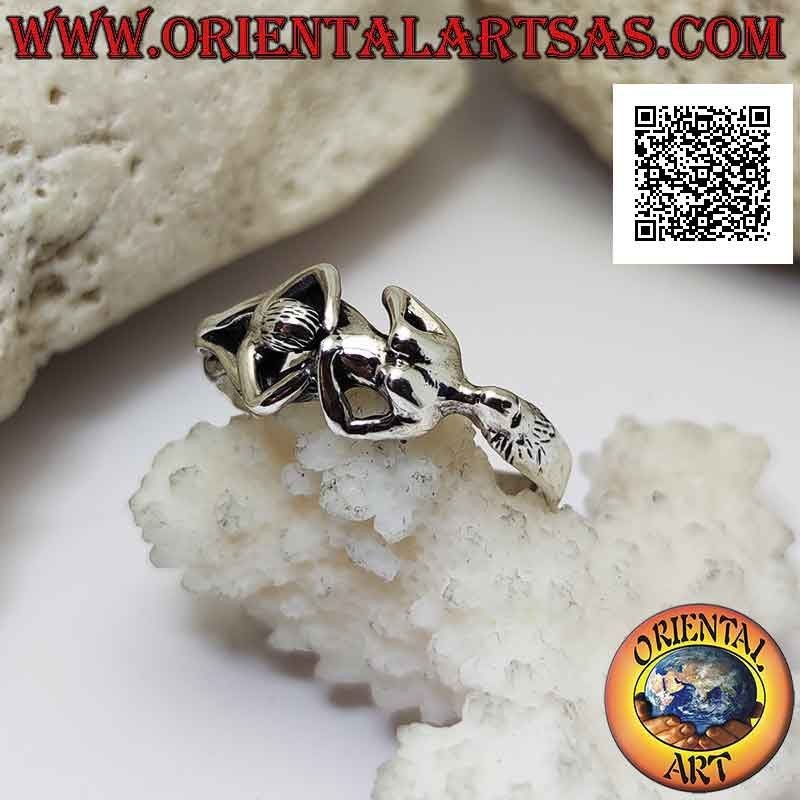 Bague en argent érotique Kamasutra, la position du cunnilingus ou du cunnilingus