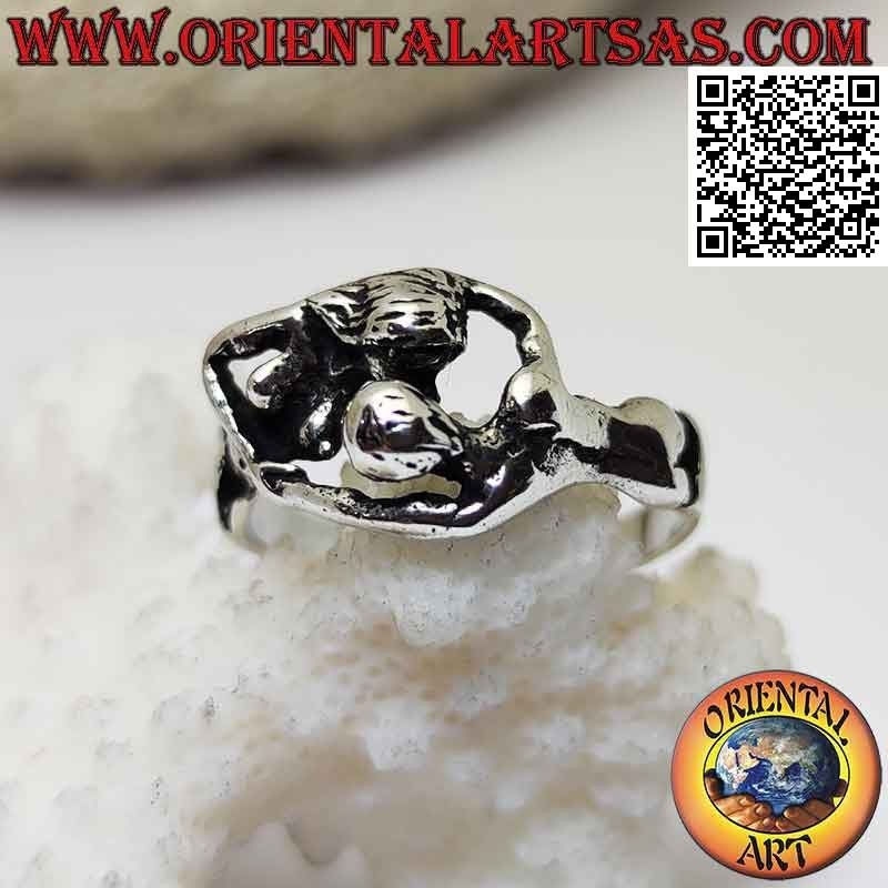 Anello in argento del Kamasutra erotico, l'abbraccio degli amanti