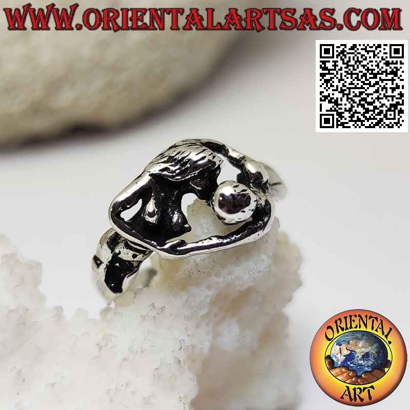 Anello in argento del Kamasutra erotico, l'abbraccio degli amanti