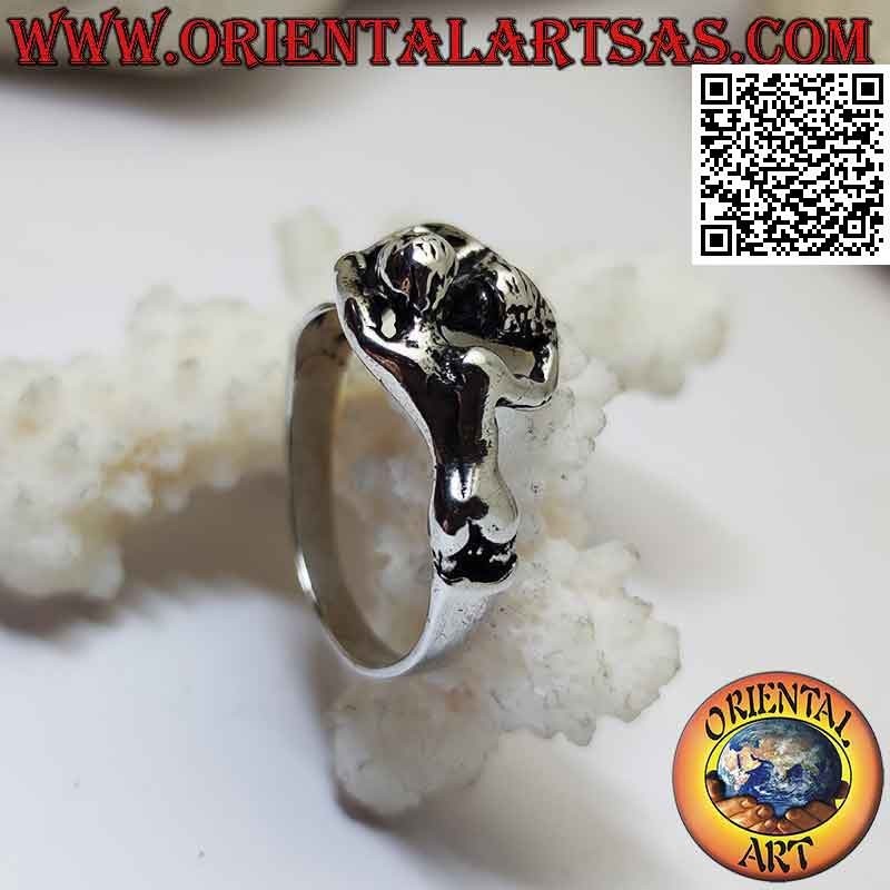 Anello in argento del Kamasutra erotico, l'abbraccio degli amanti