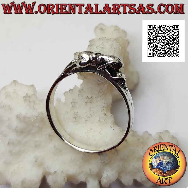 Anello in argento del Kamasutra erotico, la posizione della cavalcata laterale della donna