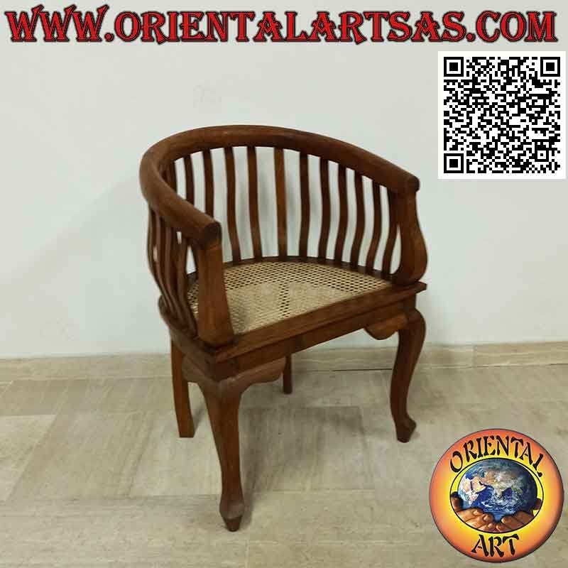 Modern "round" armchair in teak wood and Vienna straw seat (2)