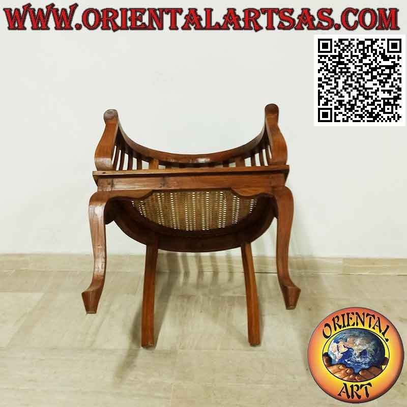 Modern "round" armchair in teak wood and Vienna straw seat (2)