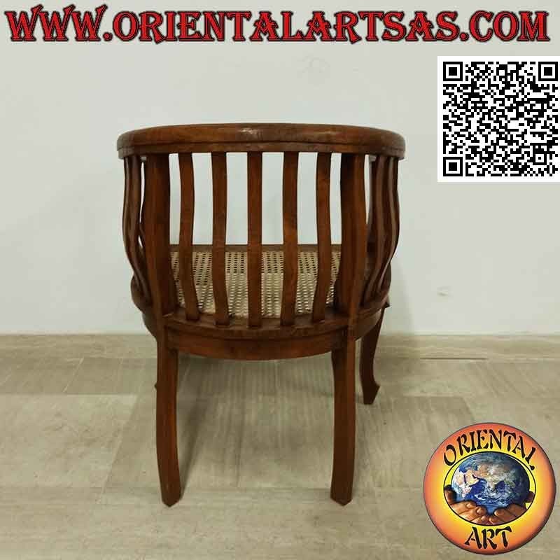 Modern "round" armchair in teak wood and Vienna straw seat (2)