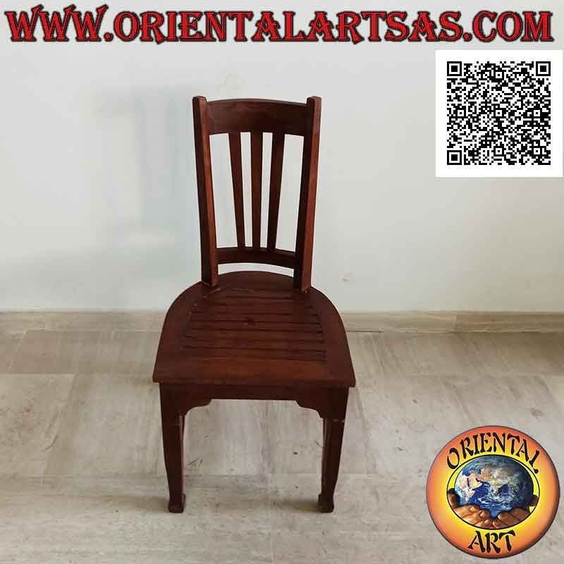 Sedia tradizionale indonesiana a schienale alto in legno di teak e seduta a doghe (tripla fascetta)