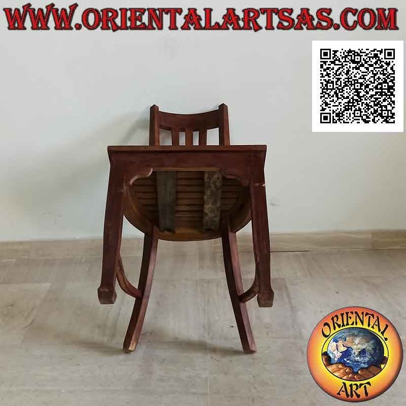 Traditional Indonesian high back chair in teak wood and slatted seat (triple strap)