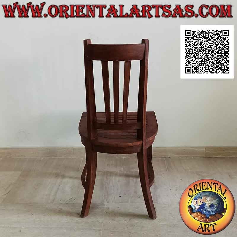 Silla tradicional indonesia con respaldo alto en madera de teca y asiento de listones (triple correa)