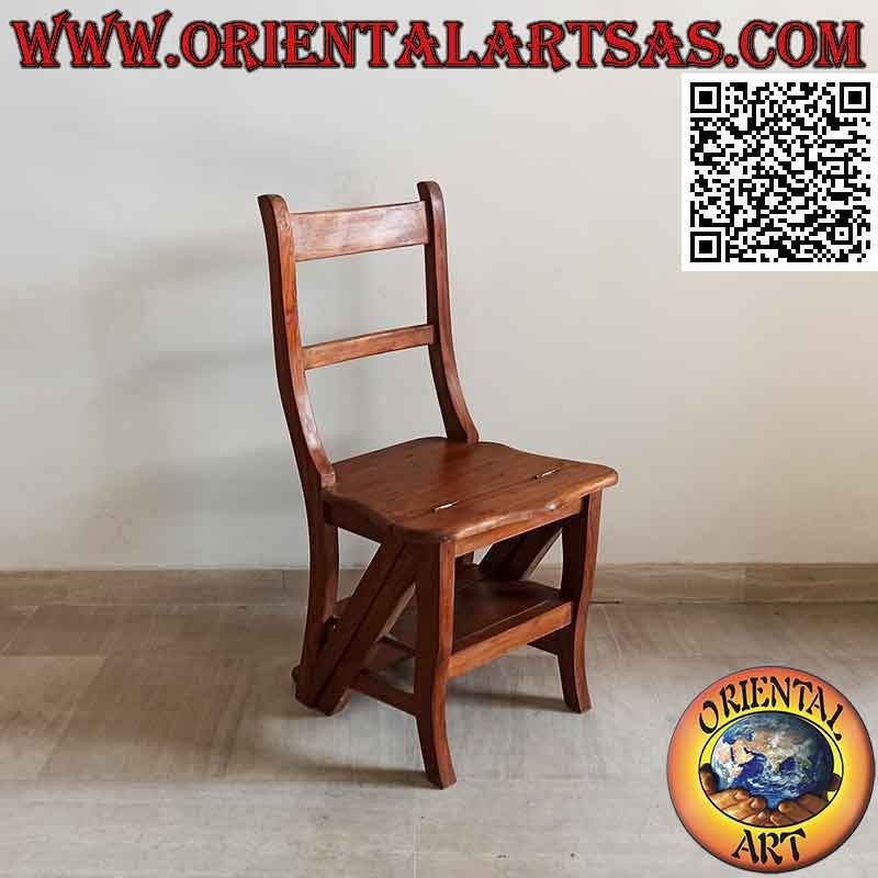 Silla con escalera de cuatro peldaños (función doble), en madera de teca