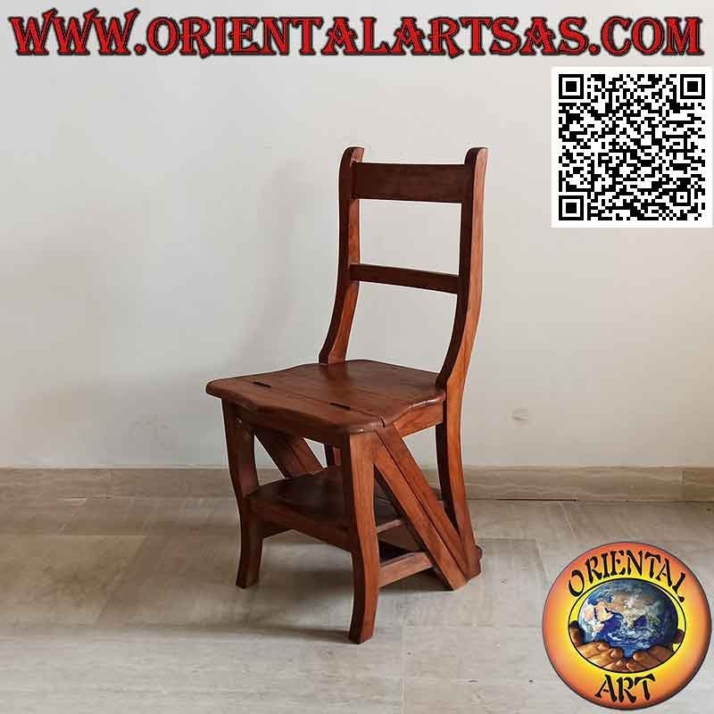 Four-step ladder chair (double function), in teak wood