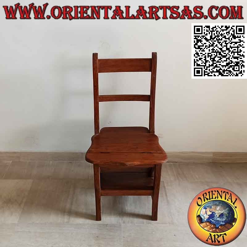 Four-step ladder chair (double function), in teak wood