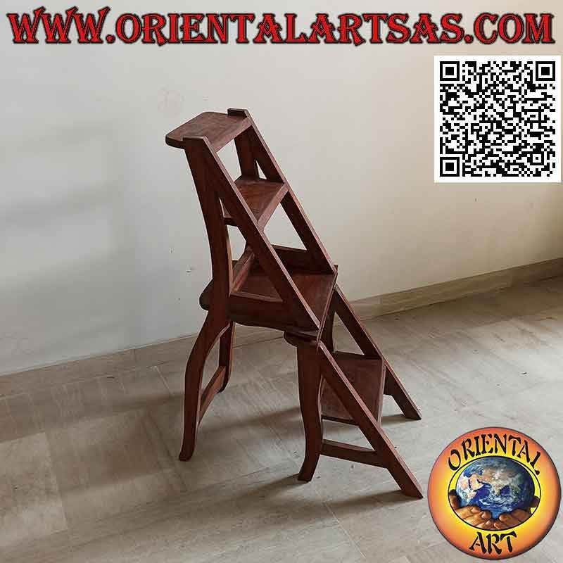 Silla con escalera de cuatro peldaños (función doble), en madera de teca