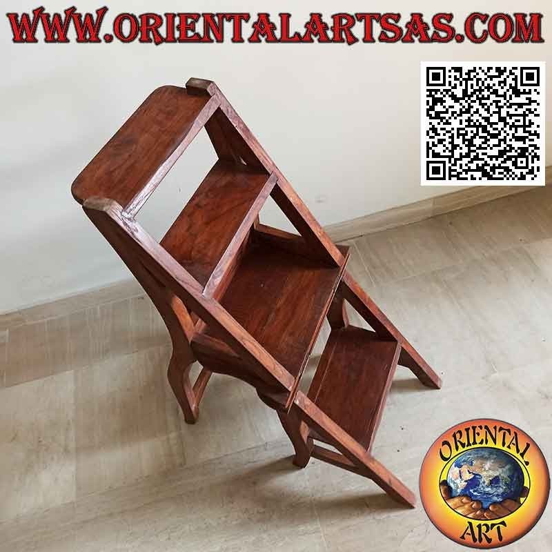Silla con escalera de cuatro peldaños (función doble), en madera de teca