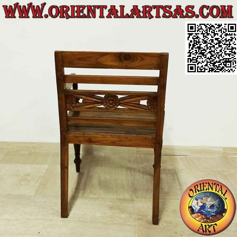 Fauteuil de style Raffles avec assise en lattes de bois de teck