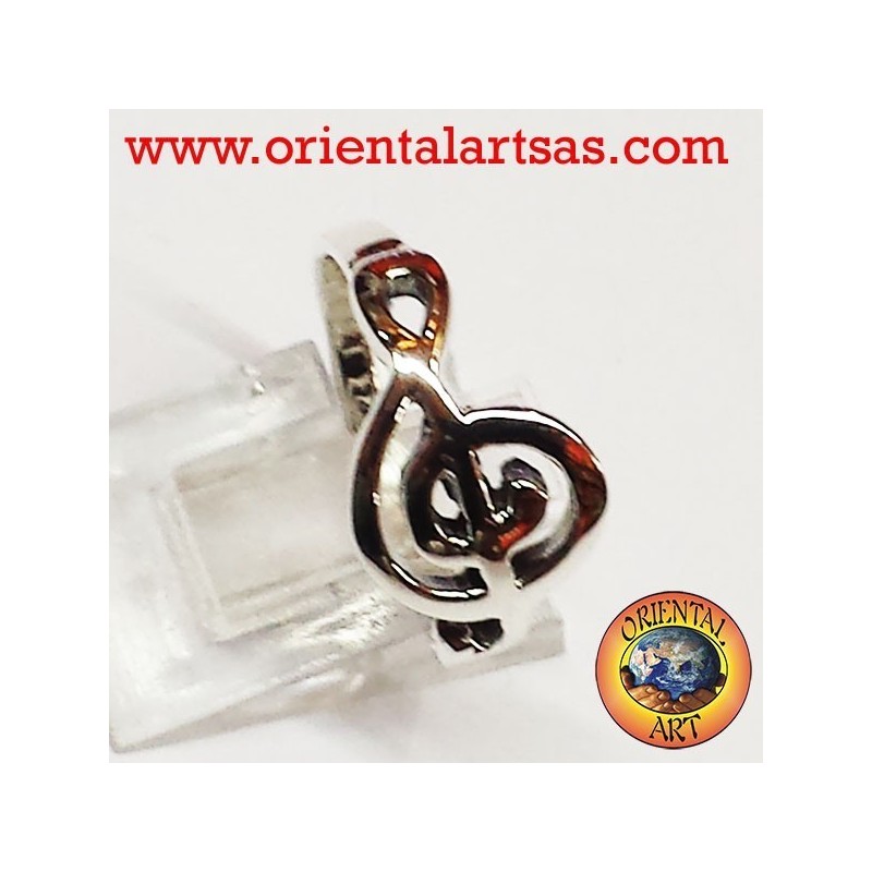 Anillo de plata clave de sol, horizontal