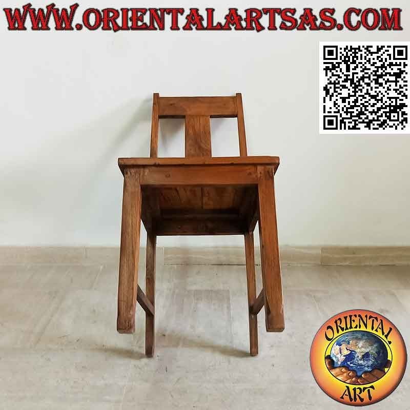 Ethnischer "Java" Stuhl mit erhöhtem Sitz aus Teakholz