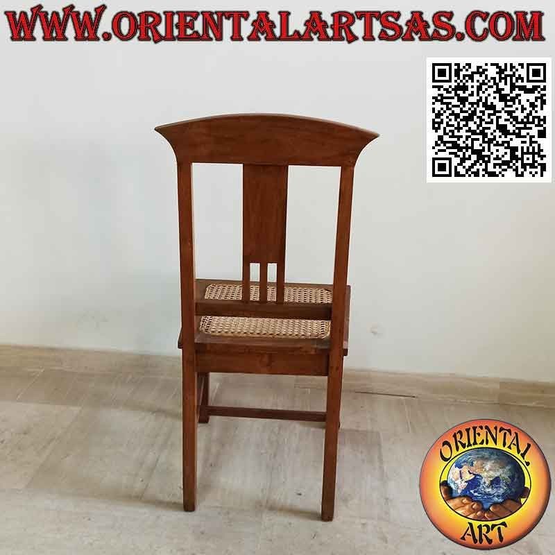 Silla étnica "Java" en madera de teca y asiento de paja de Viena