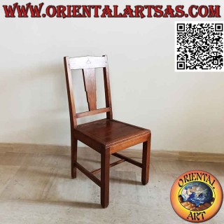 Sedia etnica "Java" con seduta bordata rientrante in legno di teak