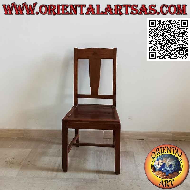 Ethnic "Java" chair with recessed edged seat in teak wood