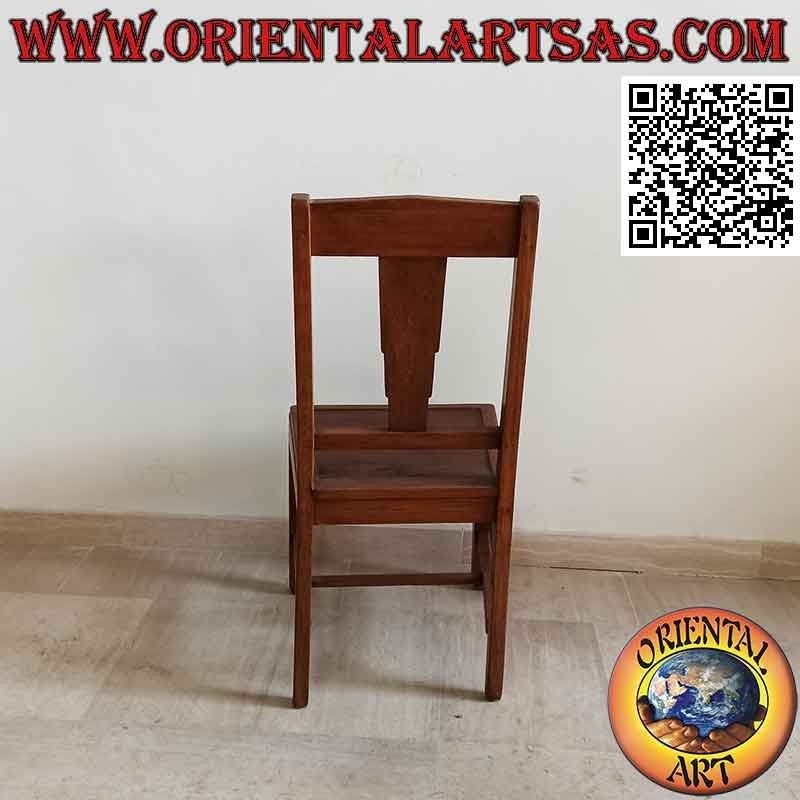 Sedia etnica "Java" con seduta bordata rientrante in legno di teak