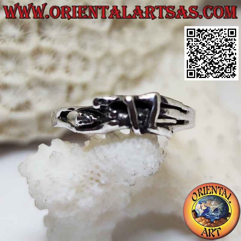 Erotic Kamasutra silver ring, the lover's embrace to the woman