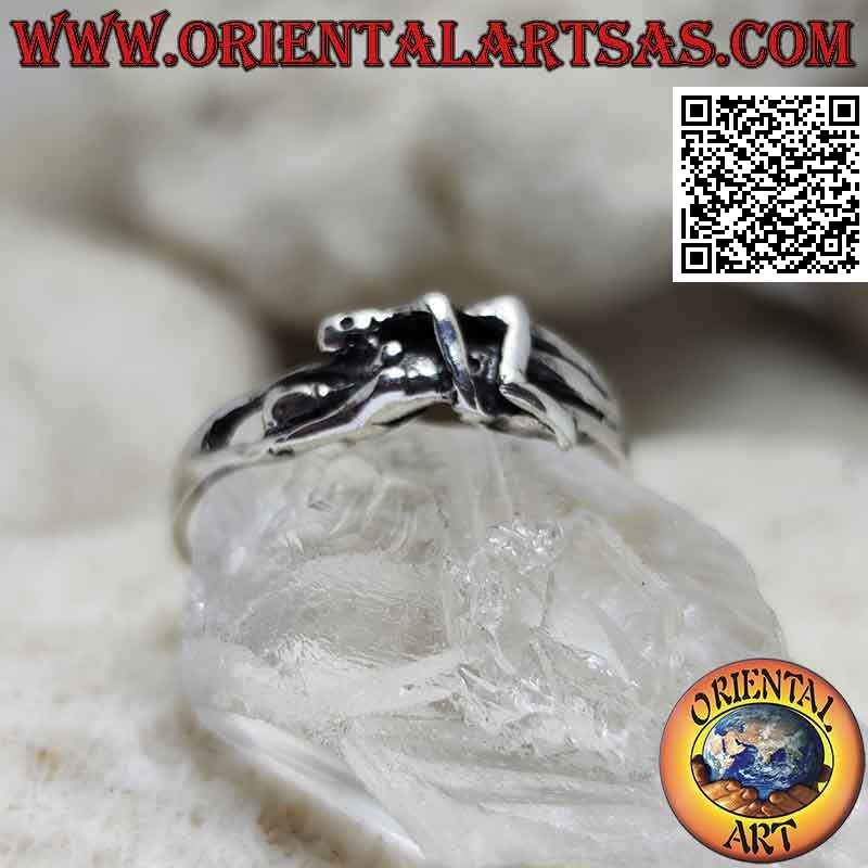 Bague érotique en argent Kamasutra, l'étreinte de l'amant à la femme